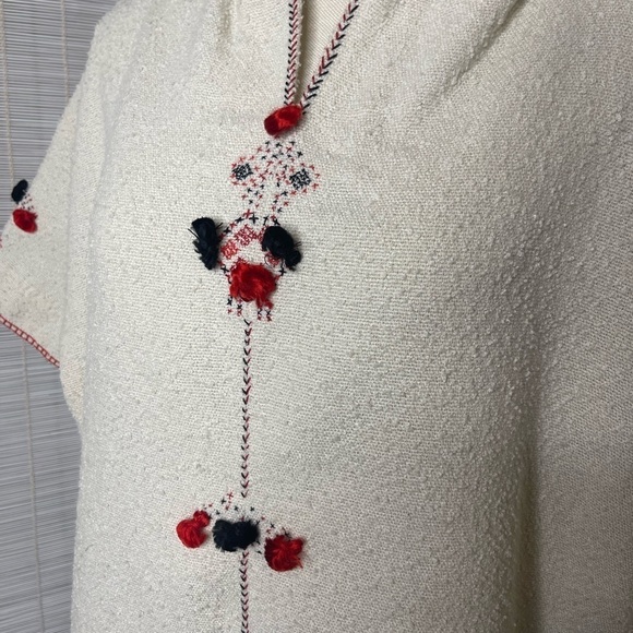 Isabel Marant Étoile Short Sleeve Poncho Top Cream Red Black Size XL - Picture 2 of 10